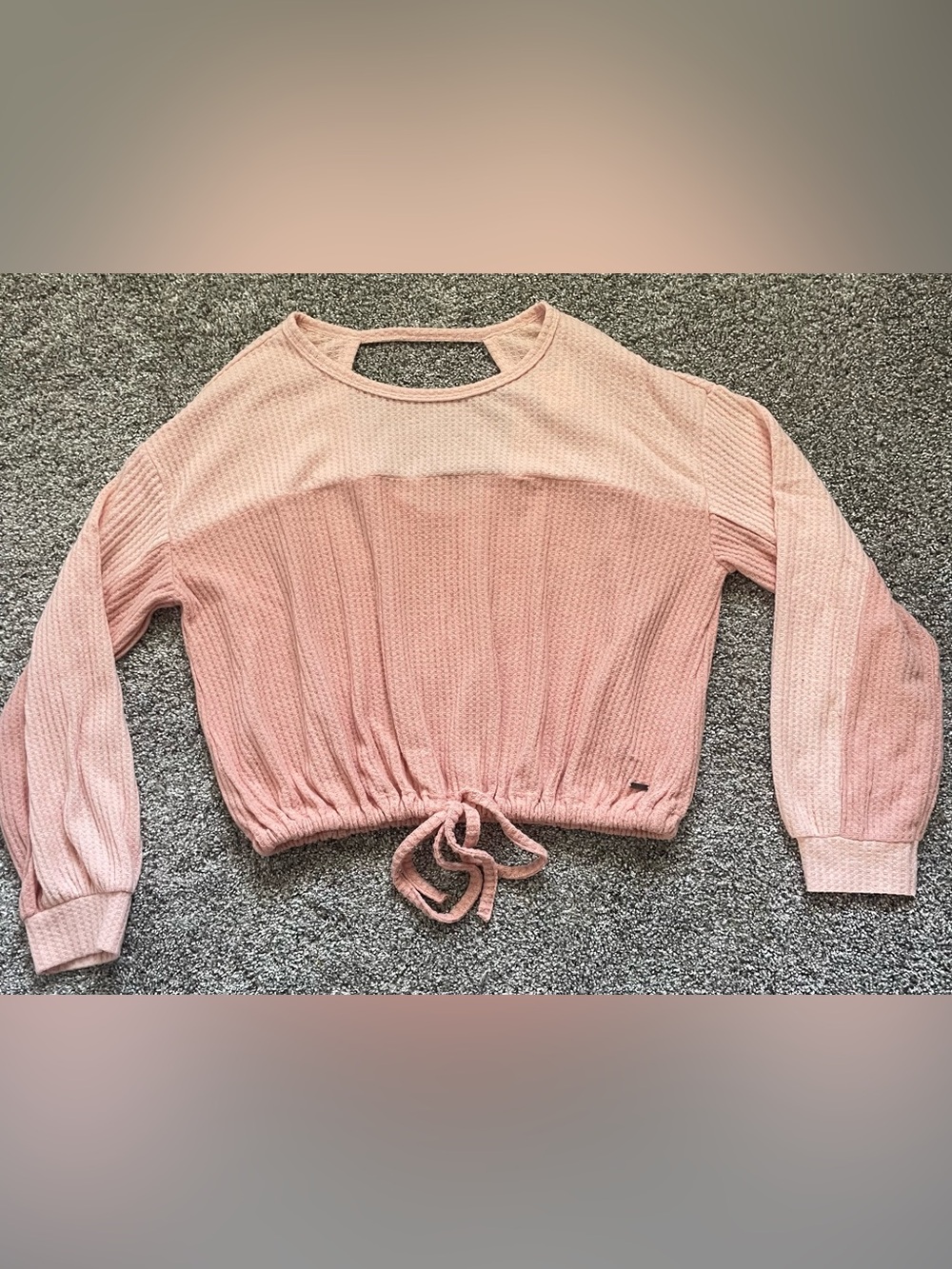 Hollister Blush Pink Waffle-Knit Tie-Hem Sweatshirt